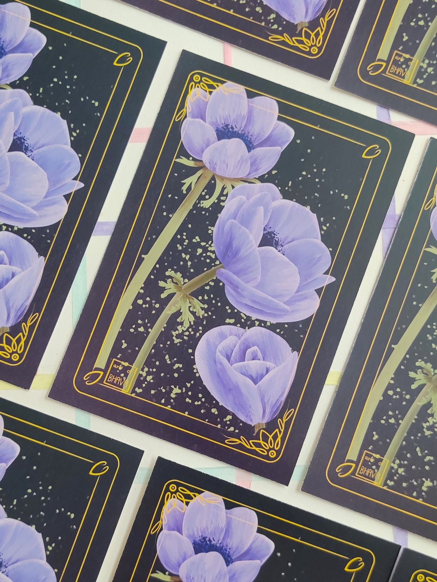 Flower Tarot Handmade Illustrated Postcard