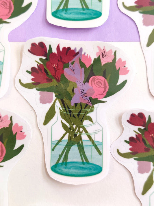 Flowers Handmade Transparent Vinyl Sticker