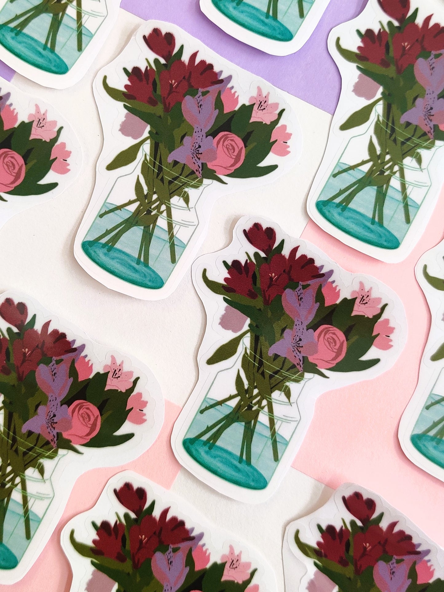 Flowers Handmade Transparent Vinyl Sticker