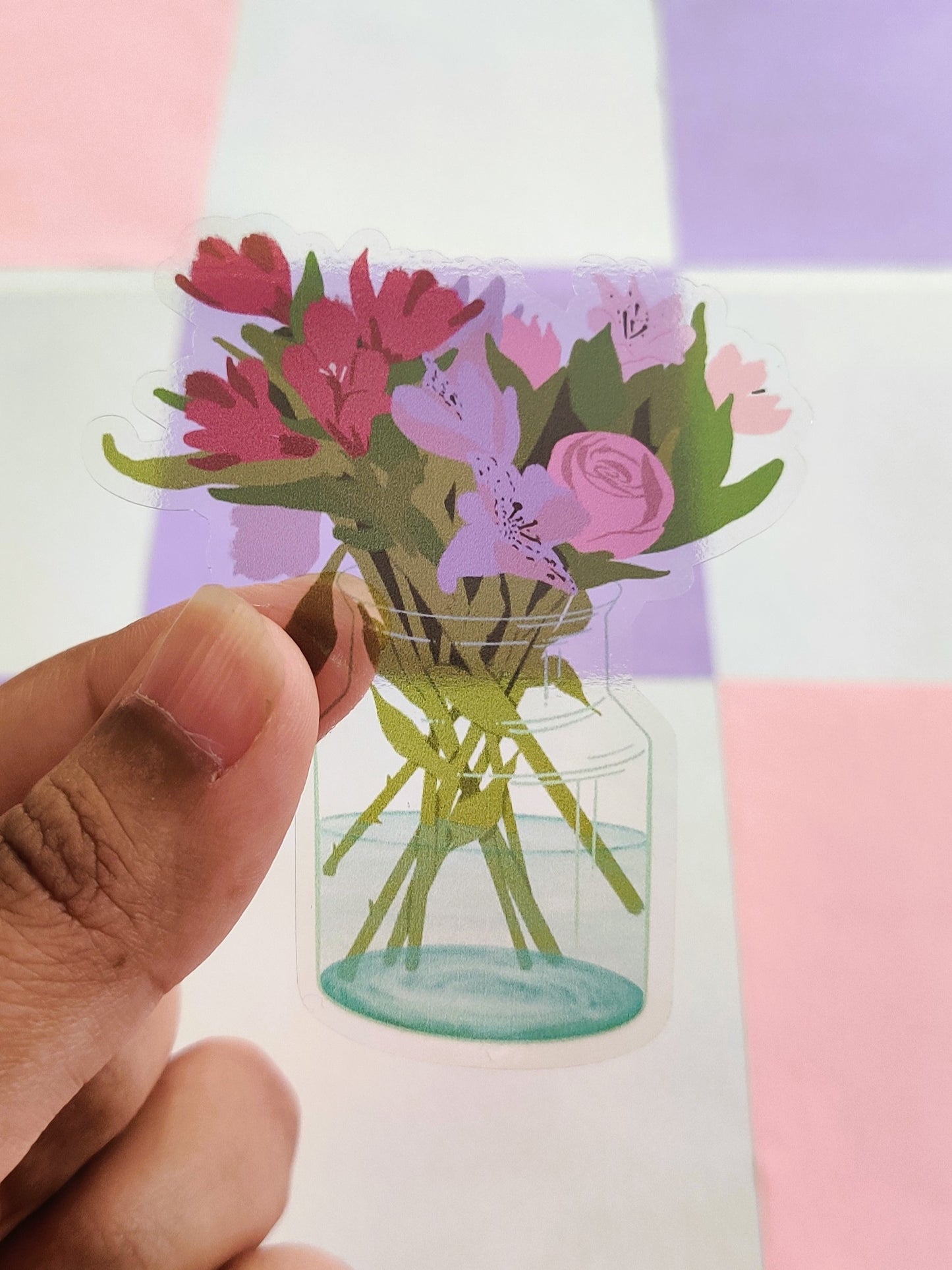 Flowers Handmade Transparent Vinyl Sticker