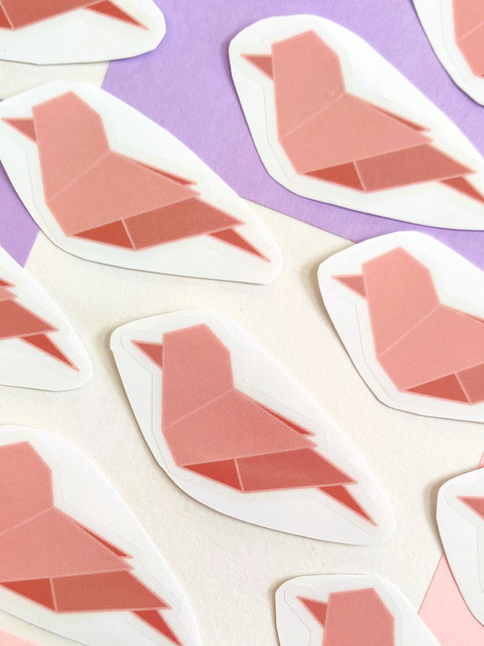 Origami Bird Handmade Transparent Vinyl Sticker