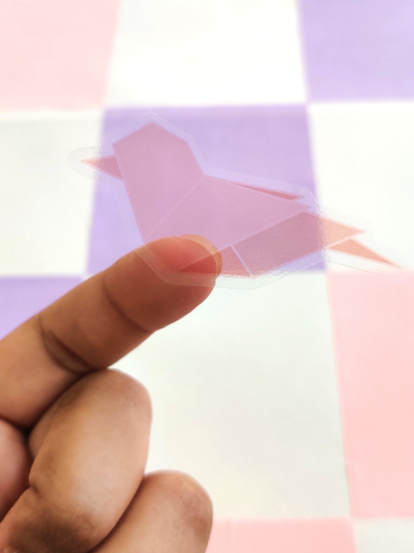 Origami Bird Handmade Transparent Vinyl Sticker