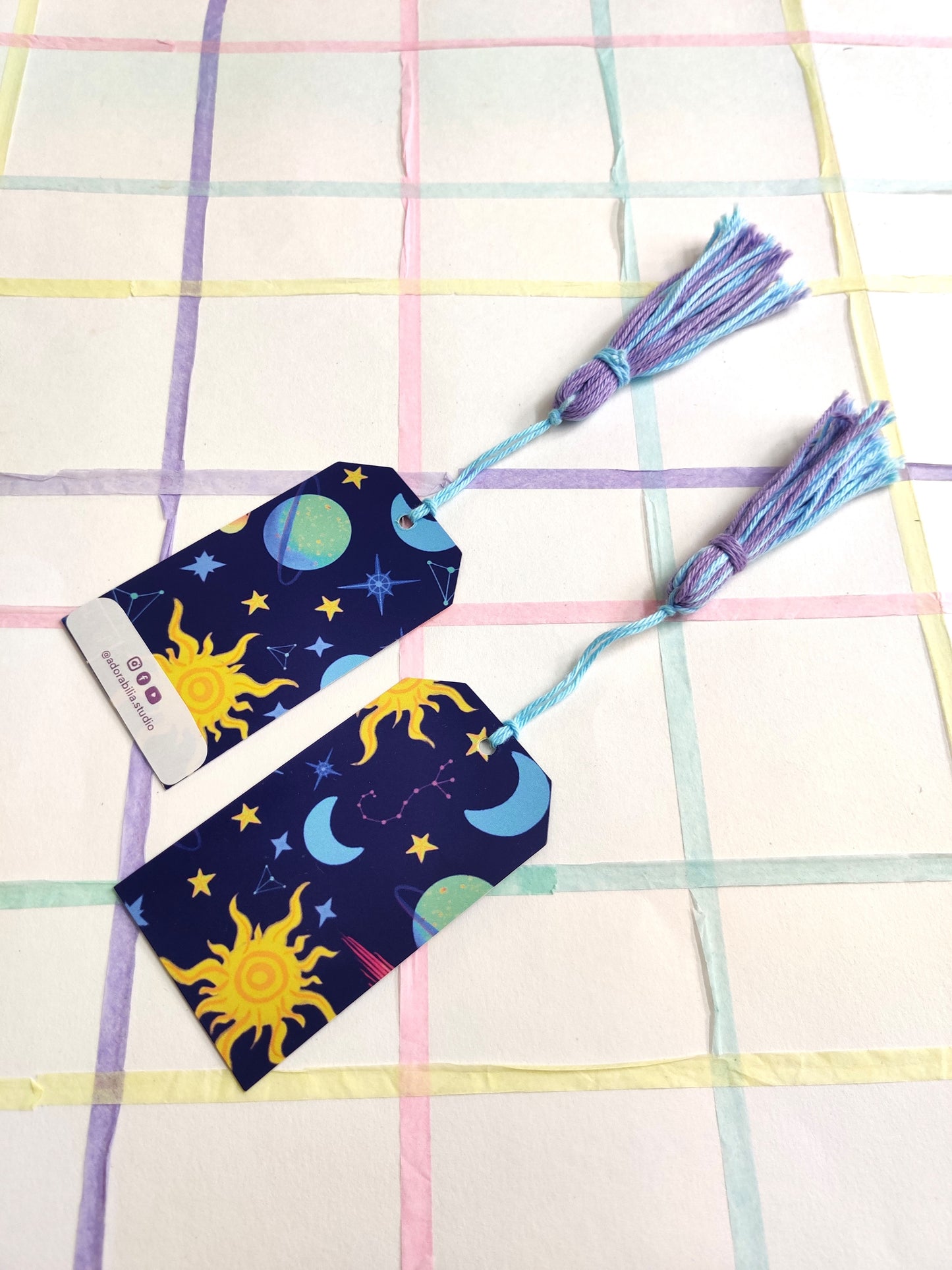 Astronomical handmade tassel bookmark