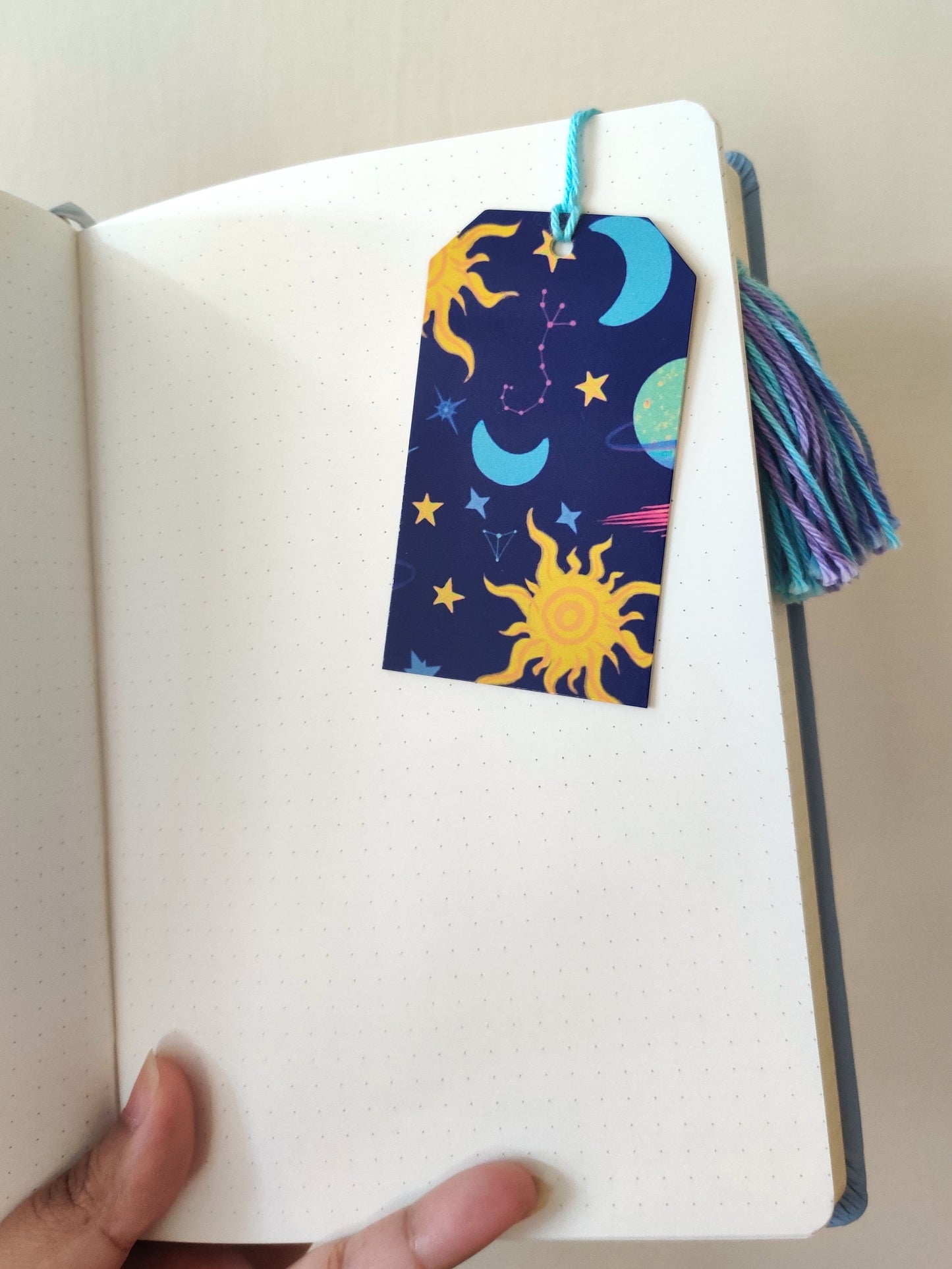 Astronomical handmade tassel bookmark