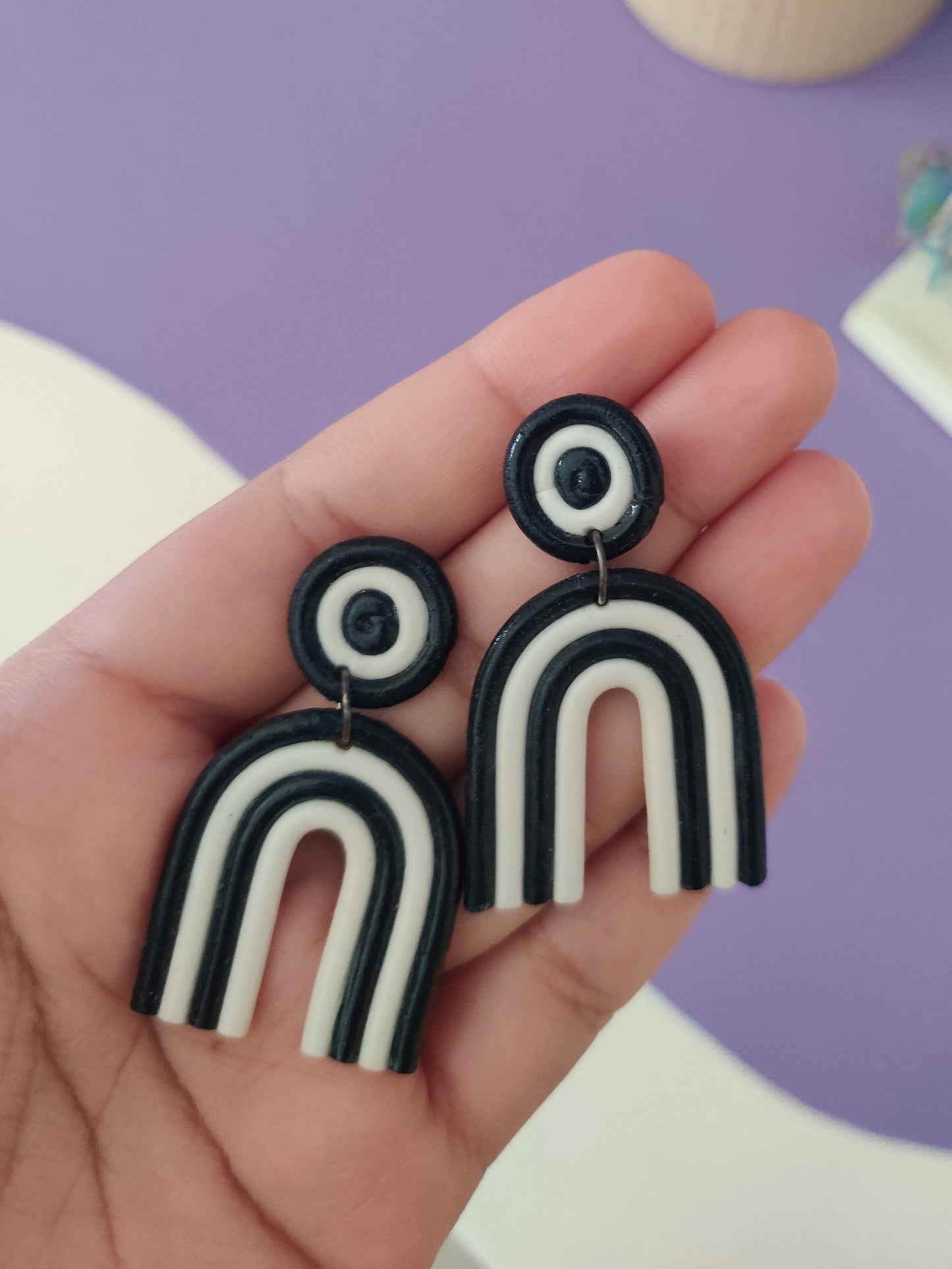 Black and White statement handmade earrings