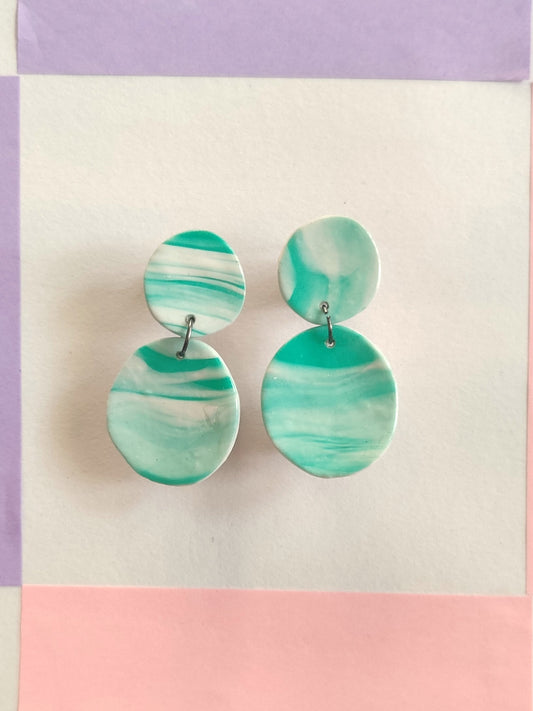 Green Marble statement handmade earrings