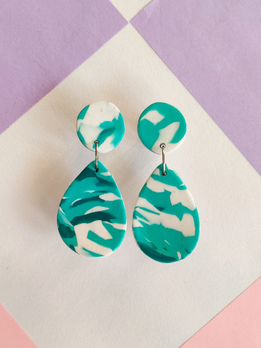 Green Terazzo statement handmade earrings