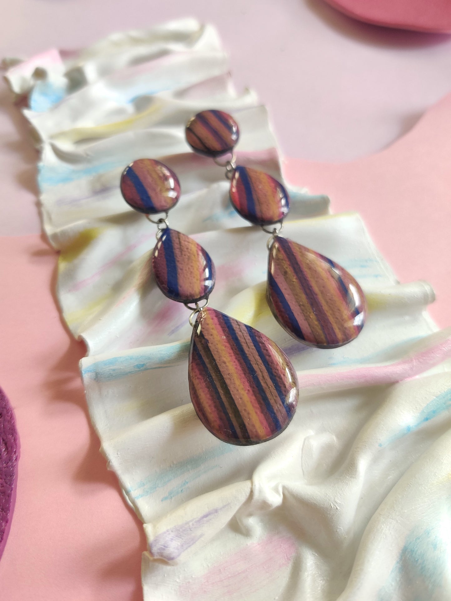 Dark Stripe statement handmade earrings