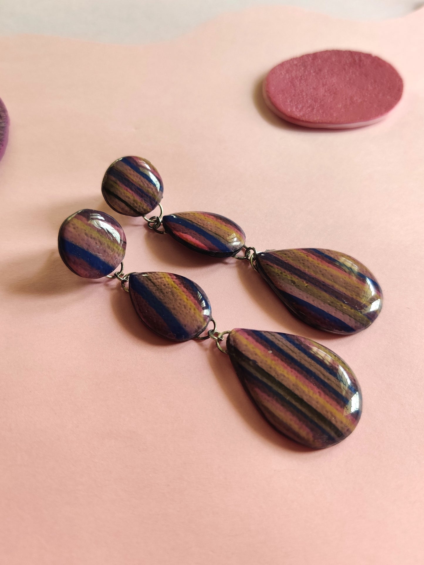 Dark Stripe statement handmade earrings