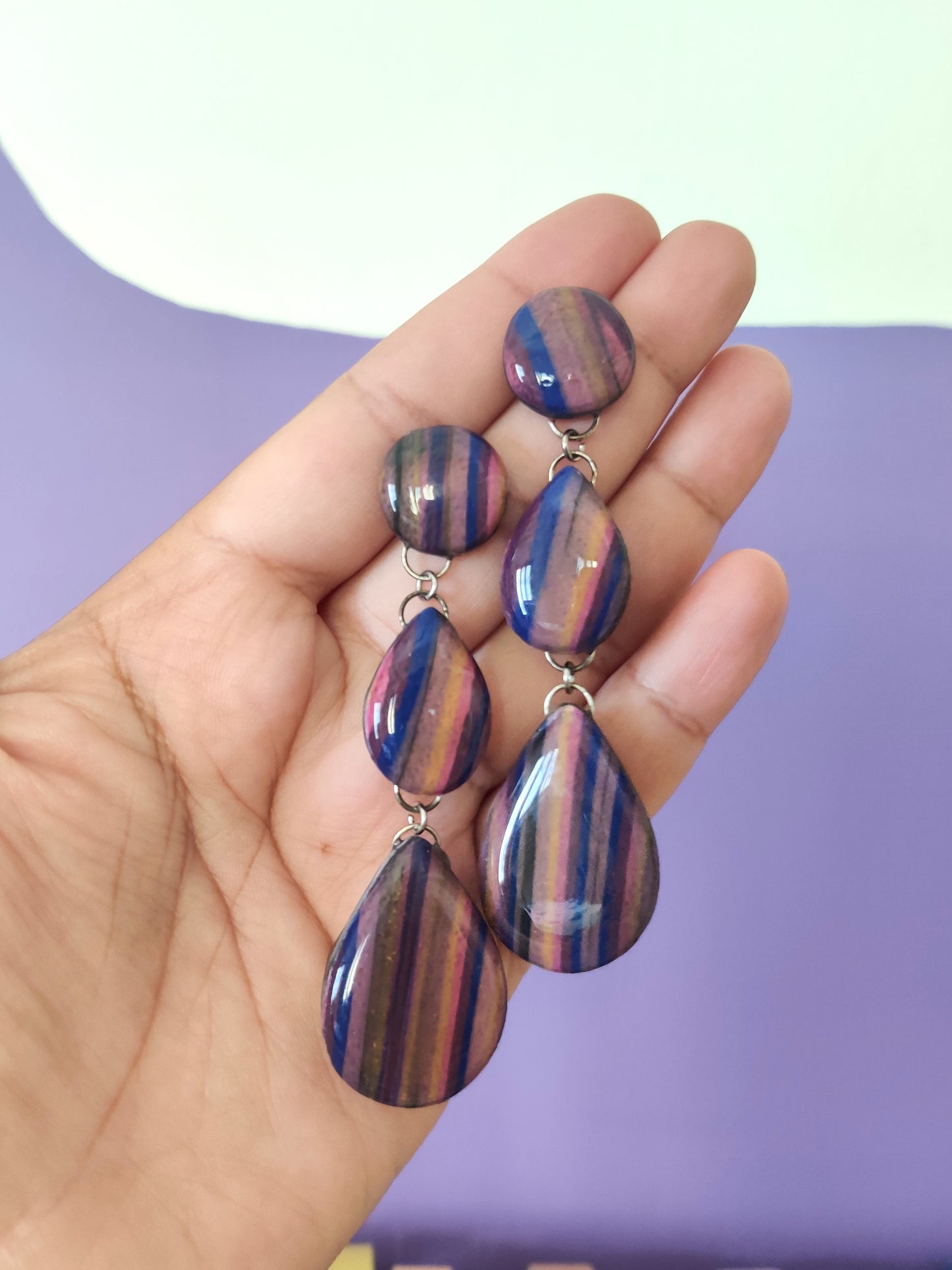 Dark Stripe statement handmade earrings