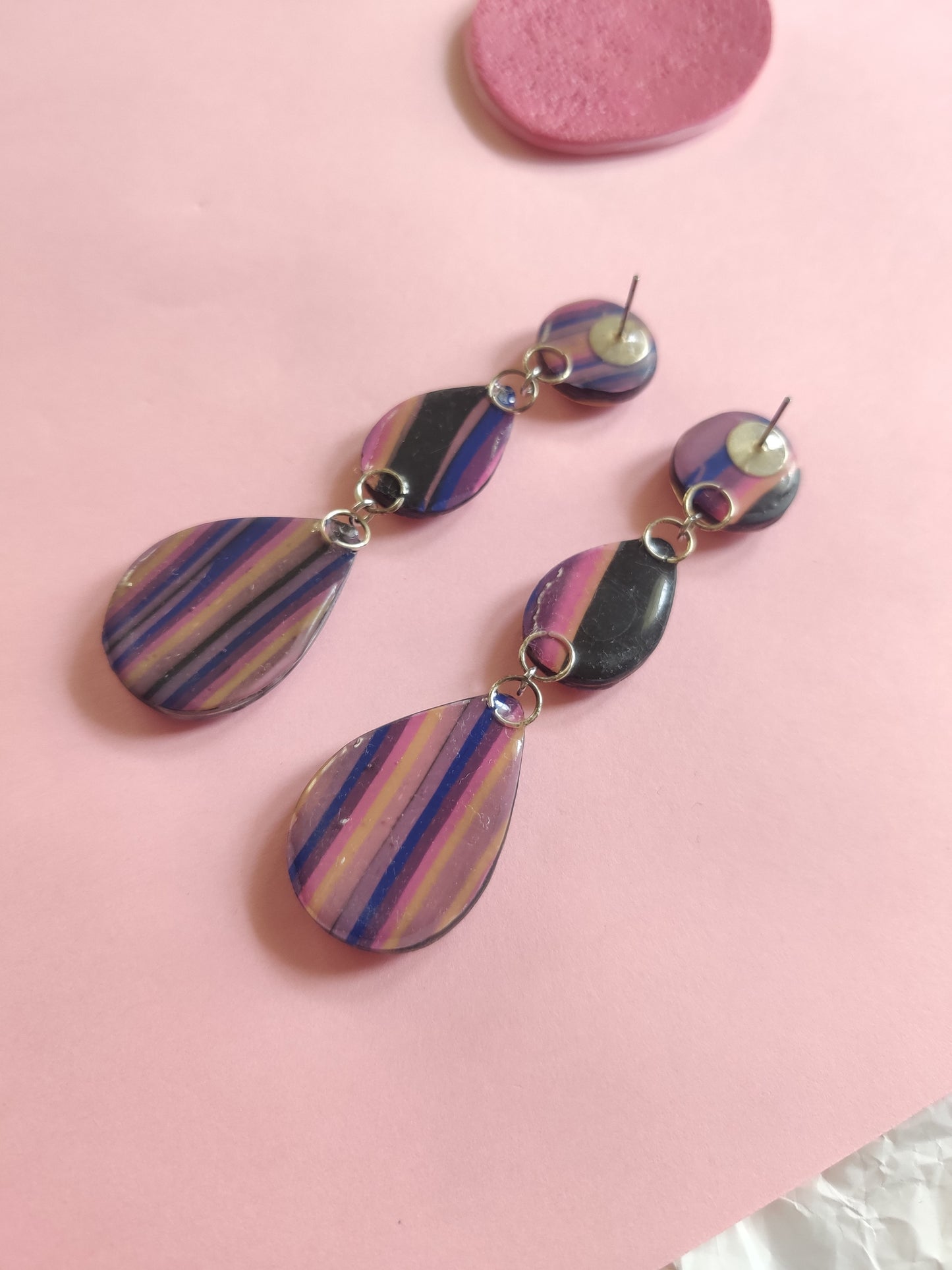 Dark Stripe statement handmade earrings