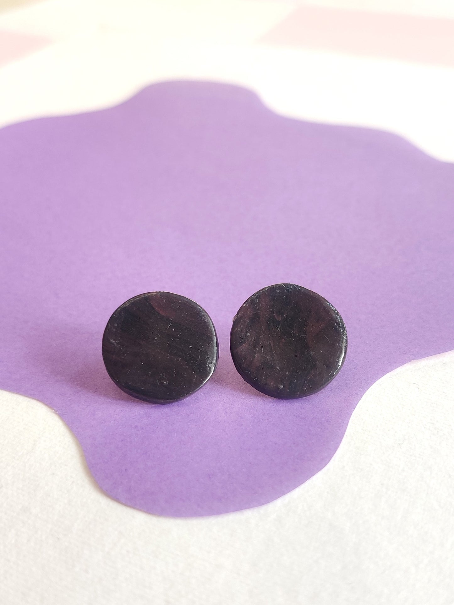 Black Marble statement handmade stud earrings