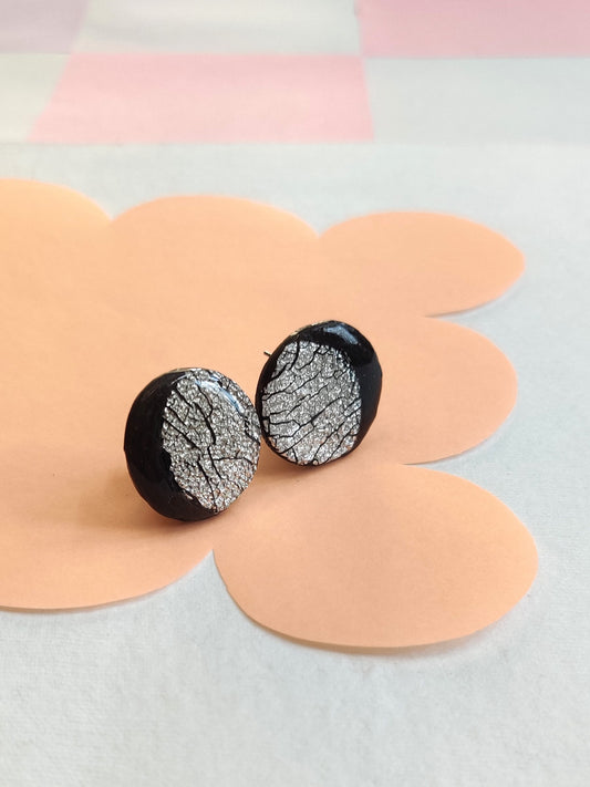 Moon statement handmade stud earrings