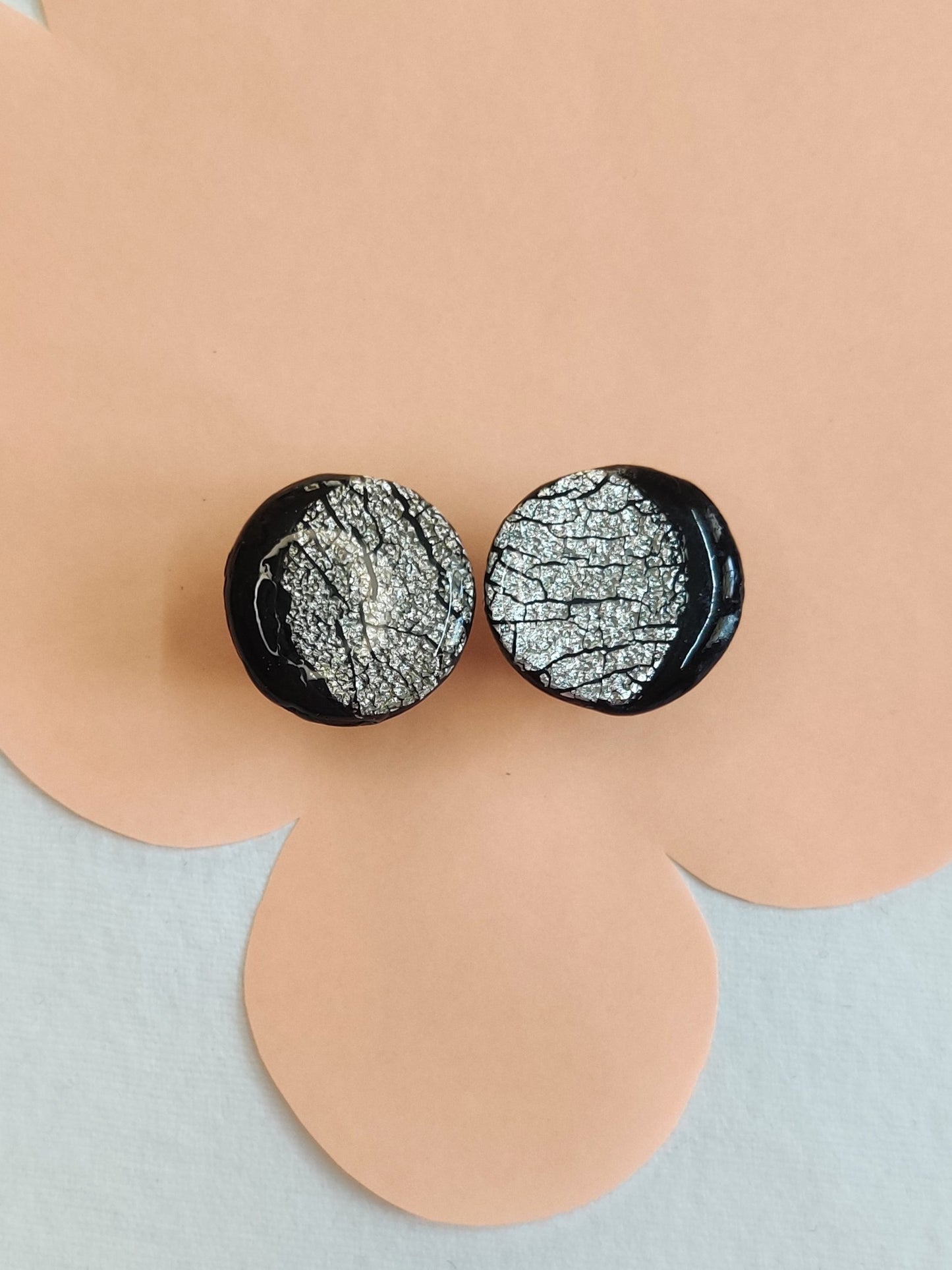 Moon statement handmade stud earrings