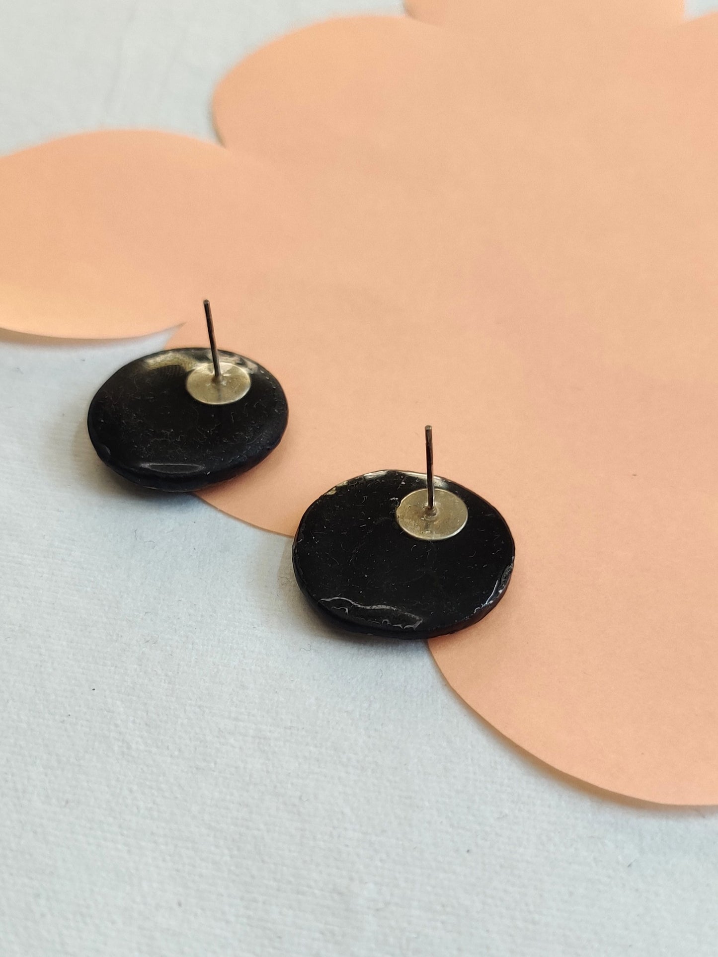 Moon statement handmade stud earrings