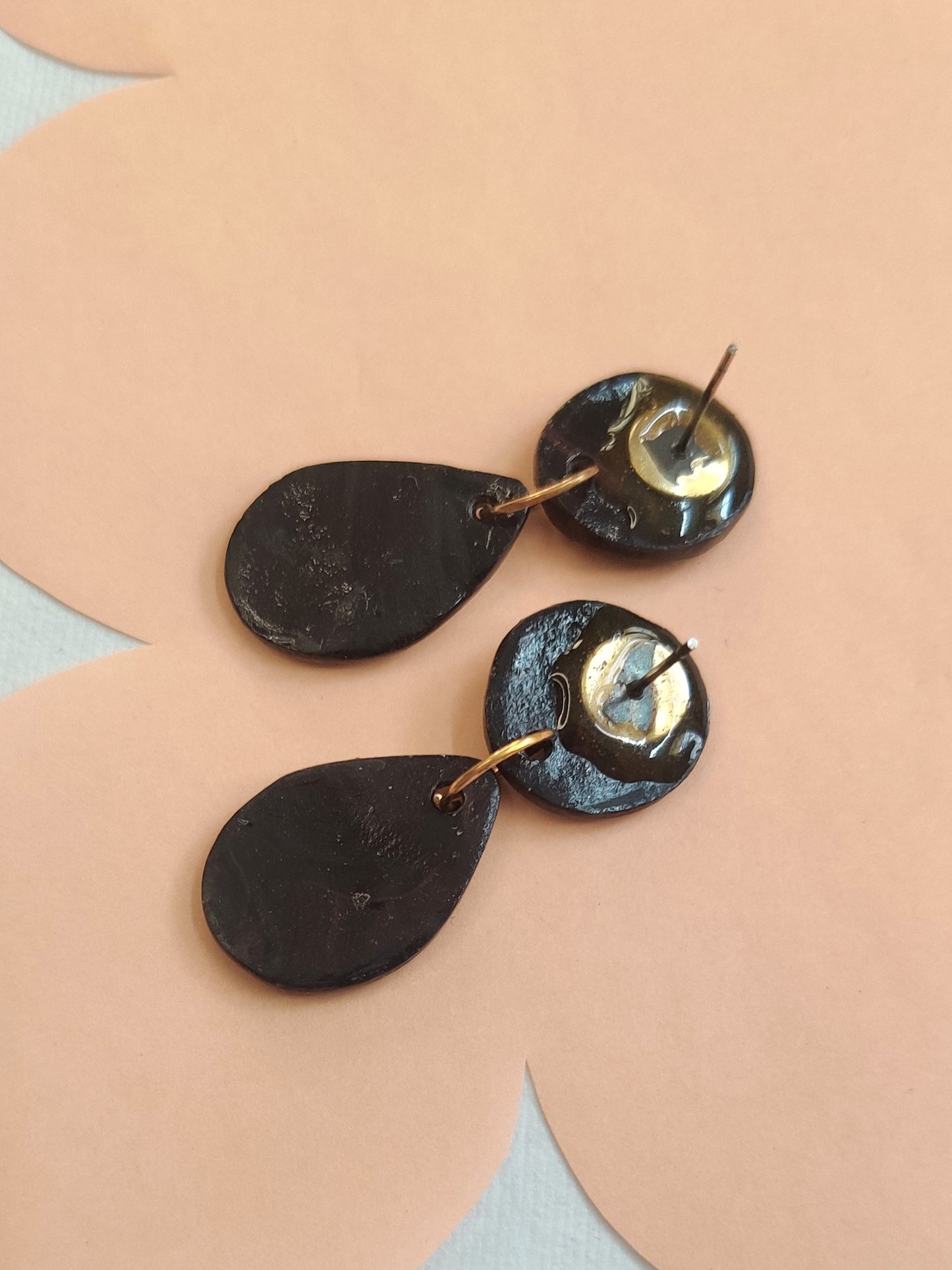 Black Marble statement handmade earrings