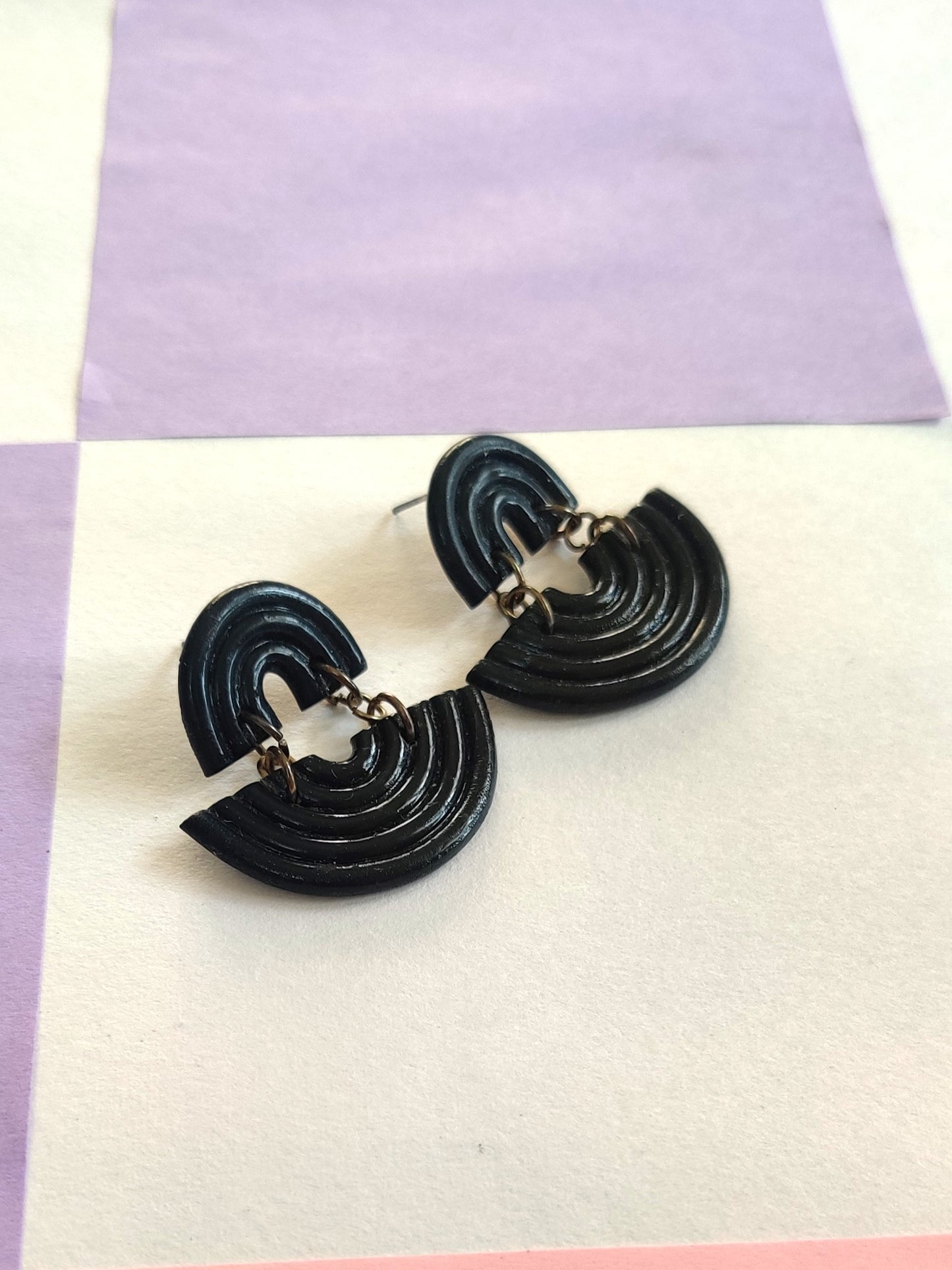 Black Rainbow statement handmade earrings