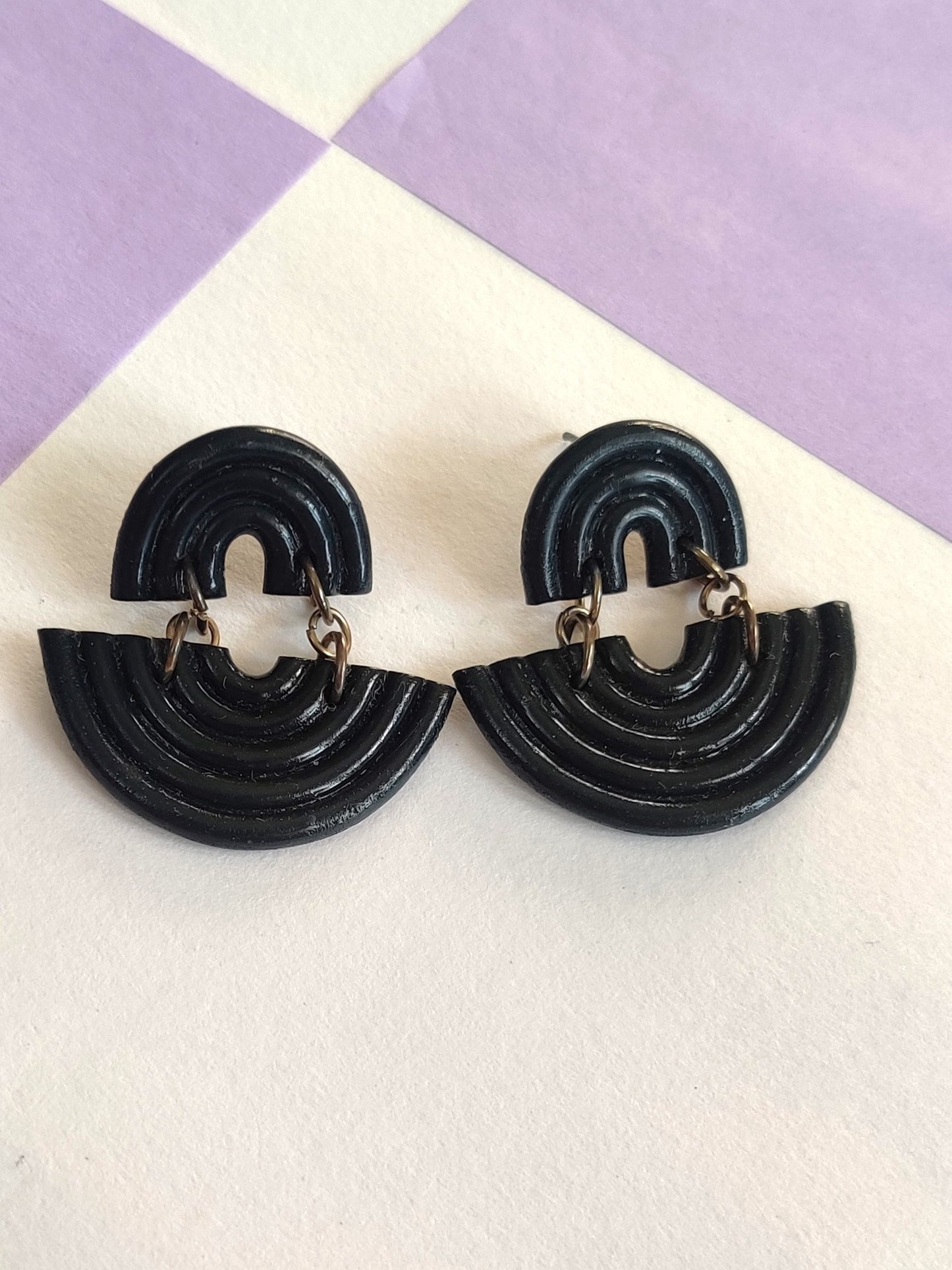 Black Rainbow statement handmade earrings