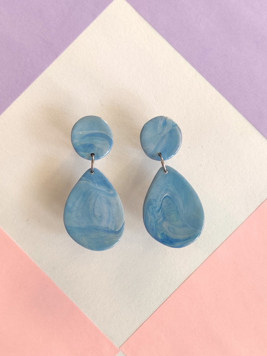 Blue Marble statement handmade earrings