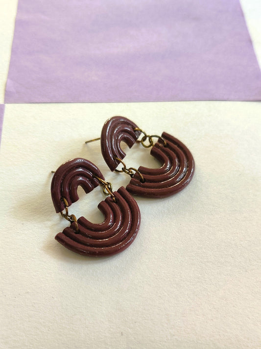 Maroon Rainbow statement handmade earrings