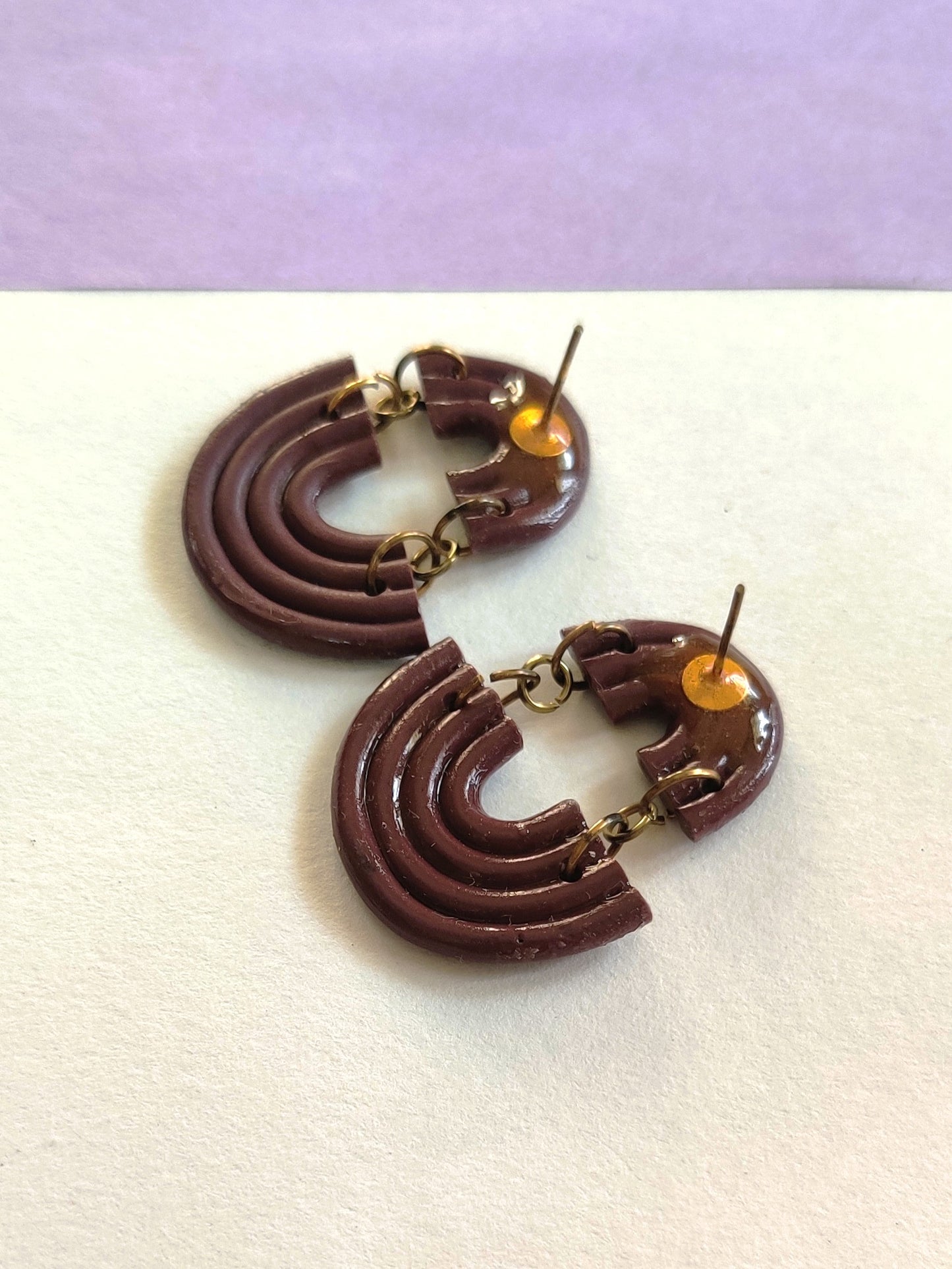 Maroon Rainbow statement handmade earrings