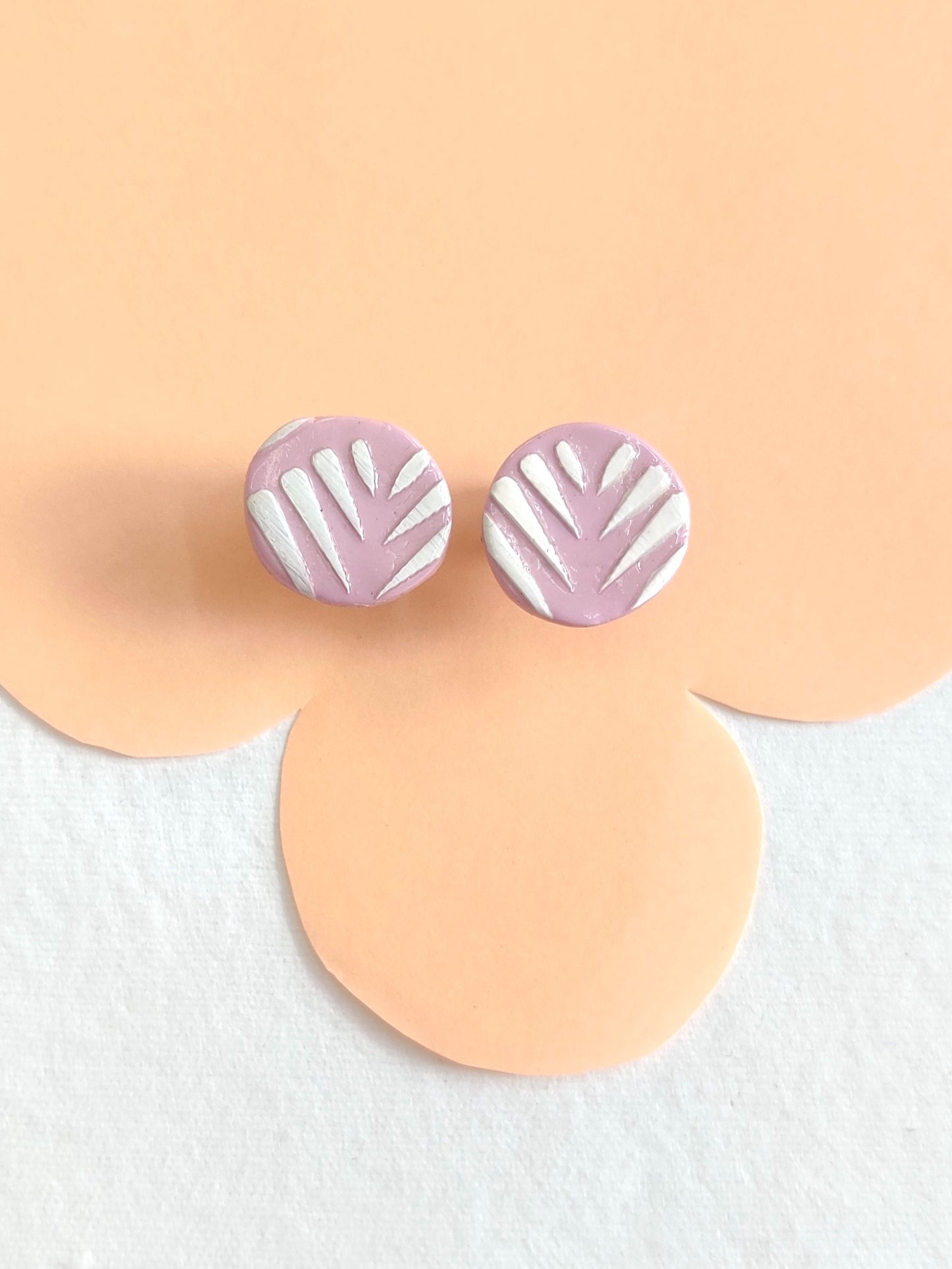 Pastel Pink statement handmade stud earrings