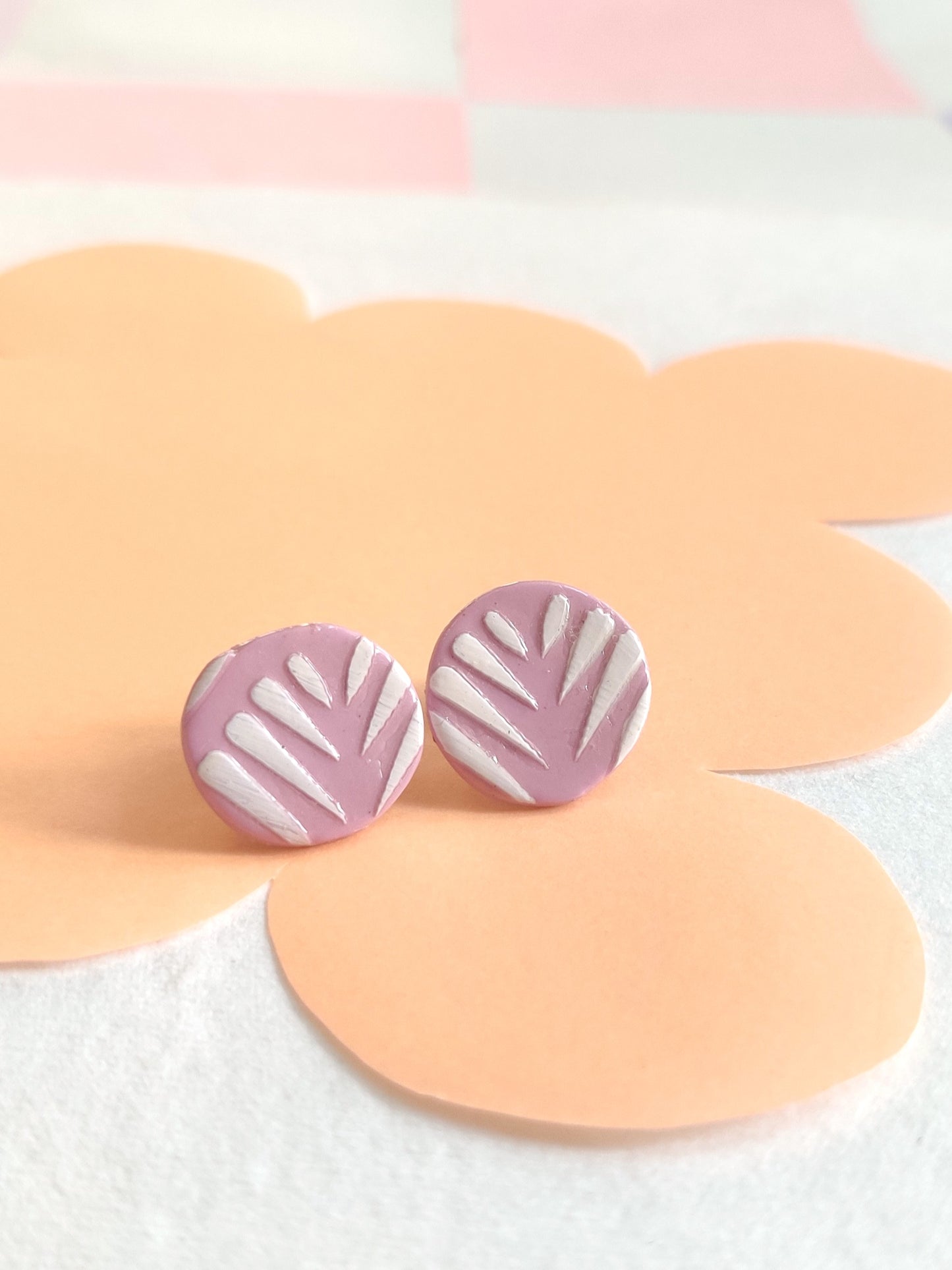 Pastel Pink statement handmade stud earrings