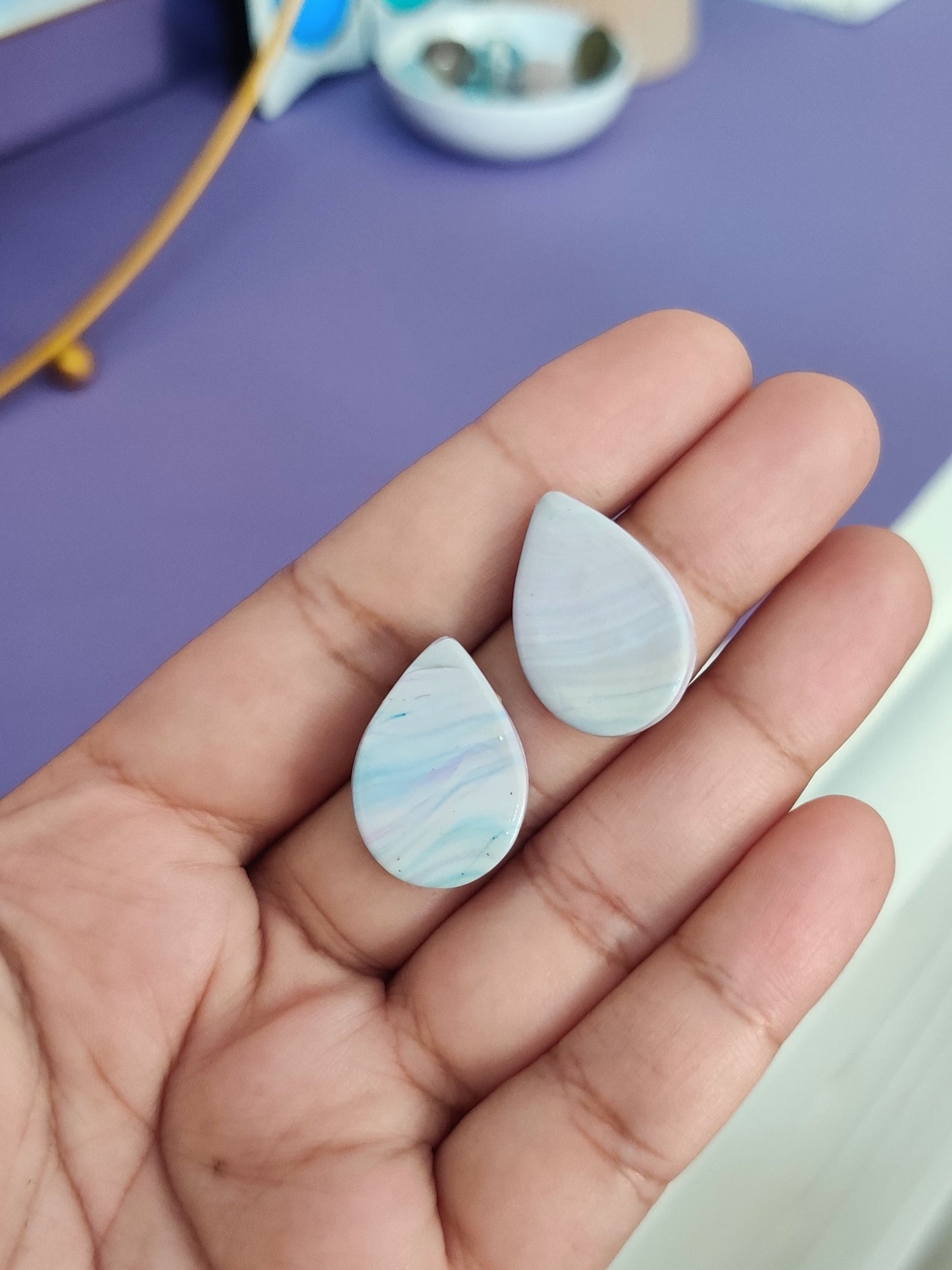 Pastel Marble statement handmade stud earrings