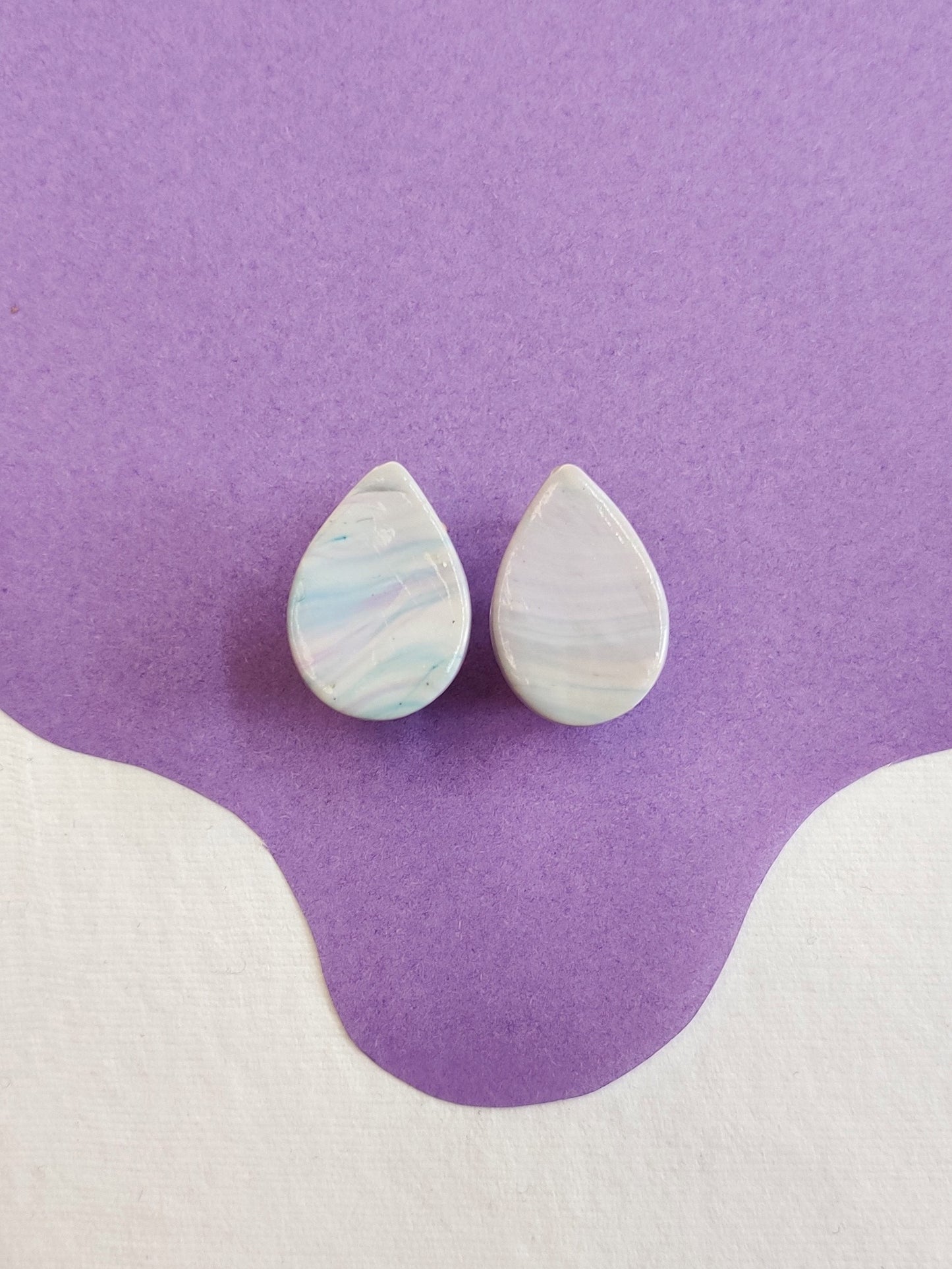 Pastel Marble statement handmade stud earrings