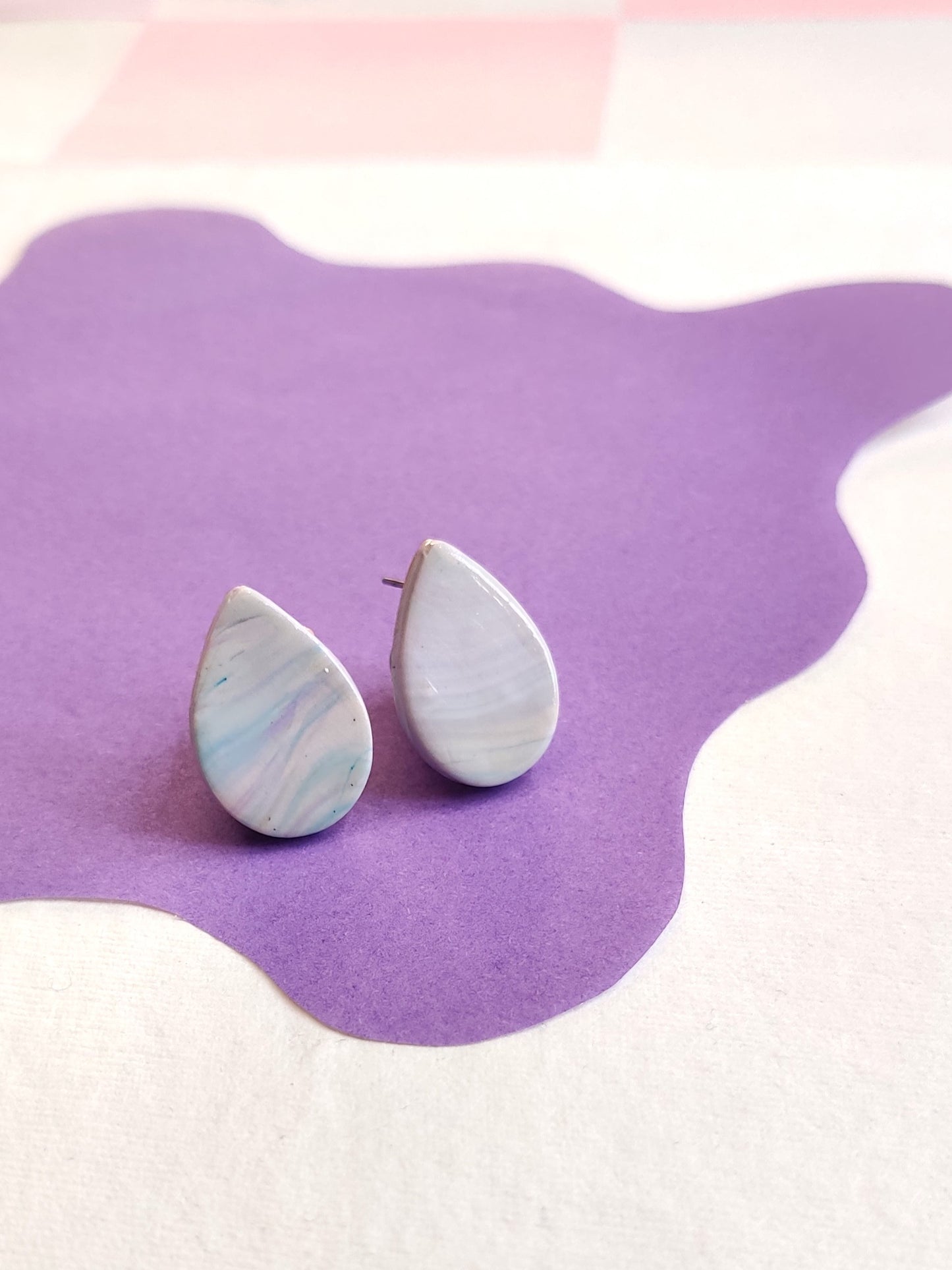 Pastel Marble statement handmade stud earrings