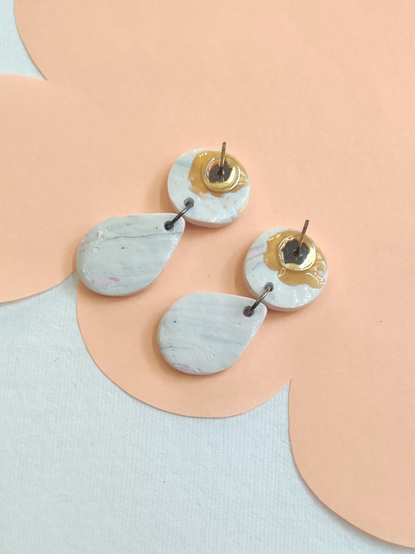 Pastel Marble statement handmade earrings