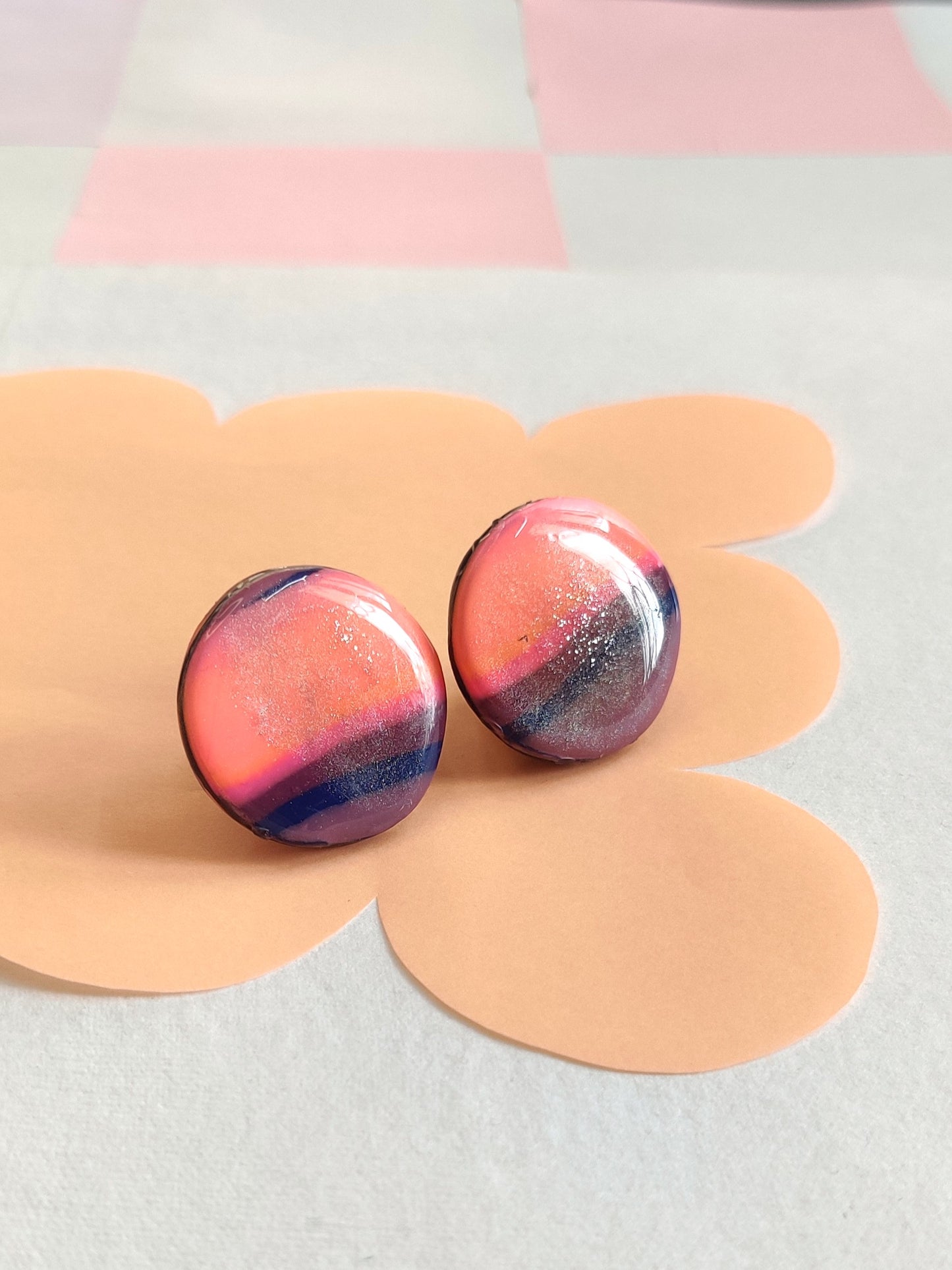 Desert Sunset statement handmade stud earrings