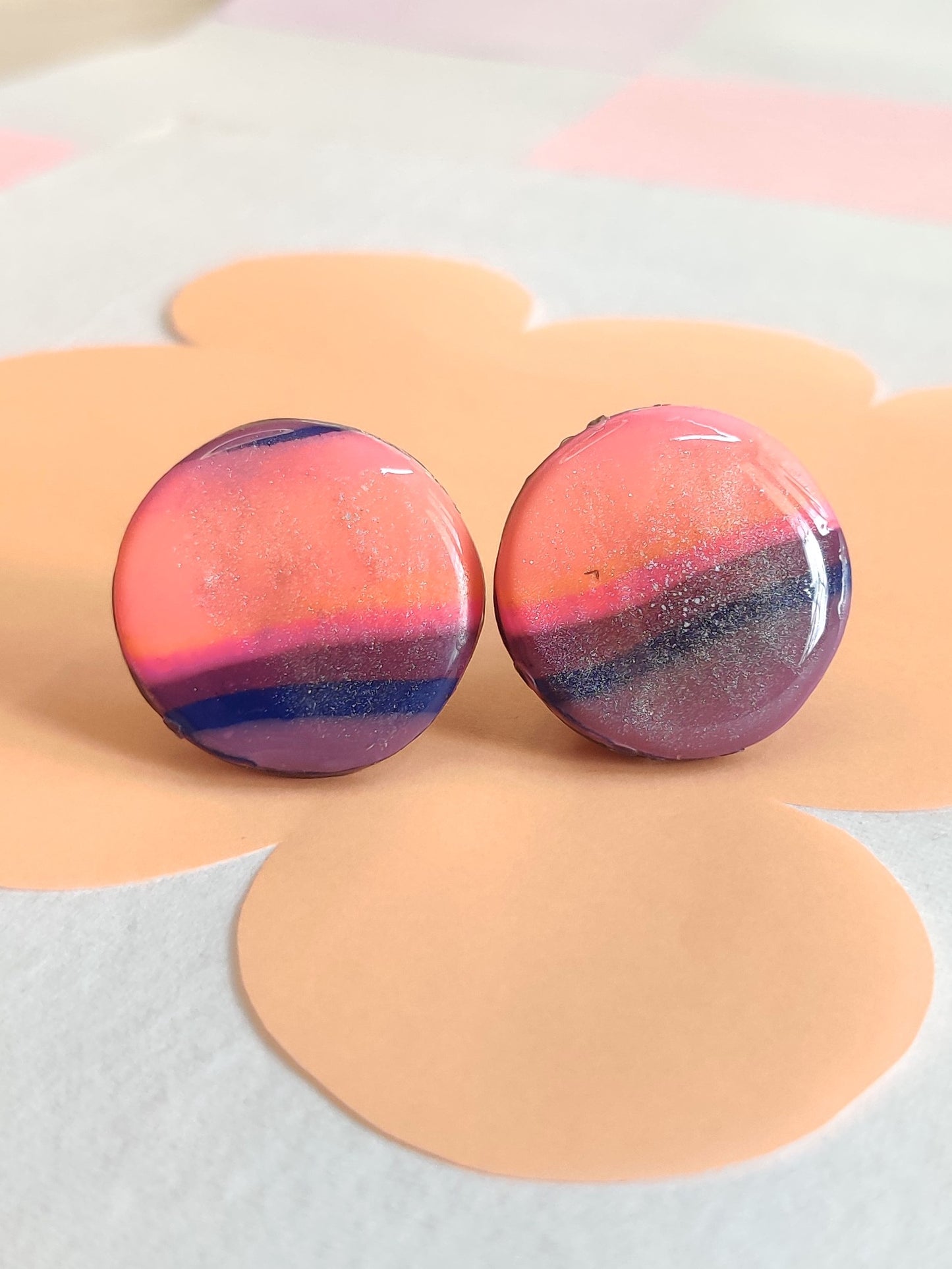 Desert Sunset statement handmade stud earrings