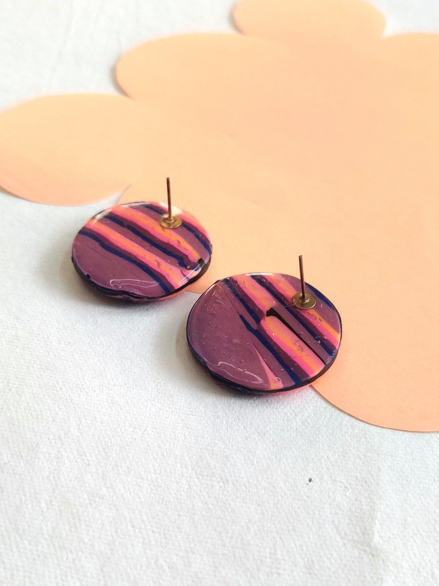 Desert Sunset statement handmade stud earrings