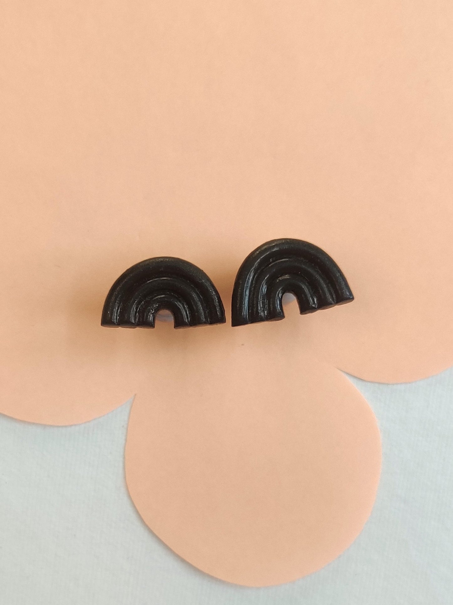 Black rainbow statement handmade stud earrings